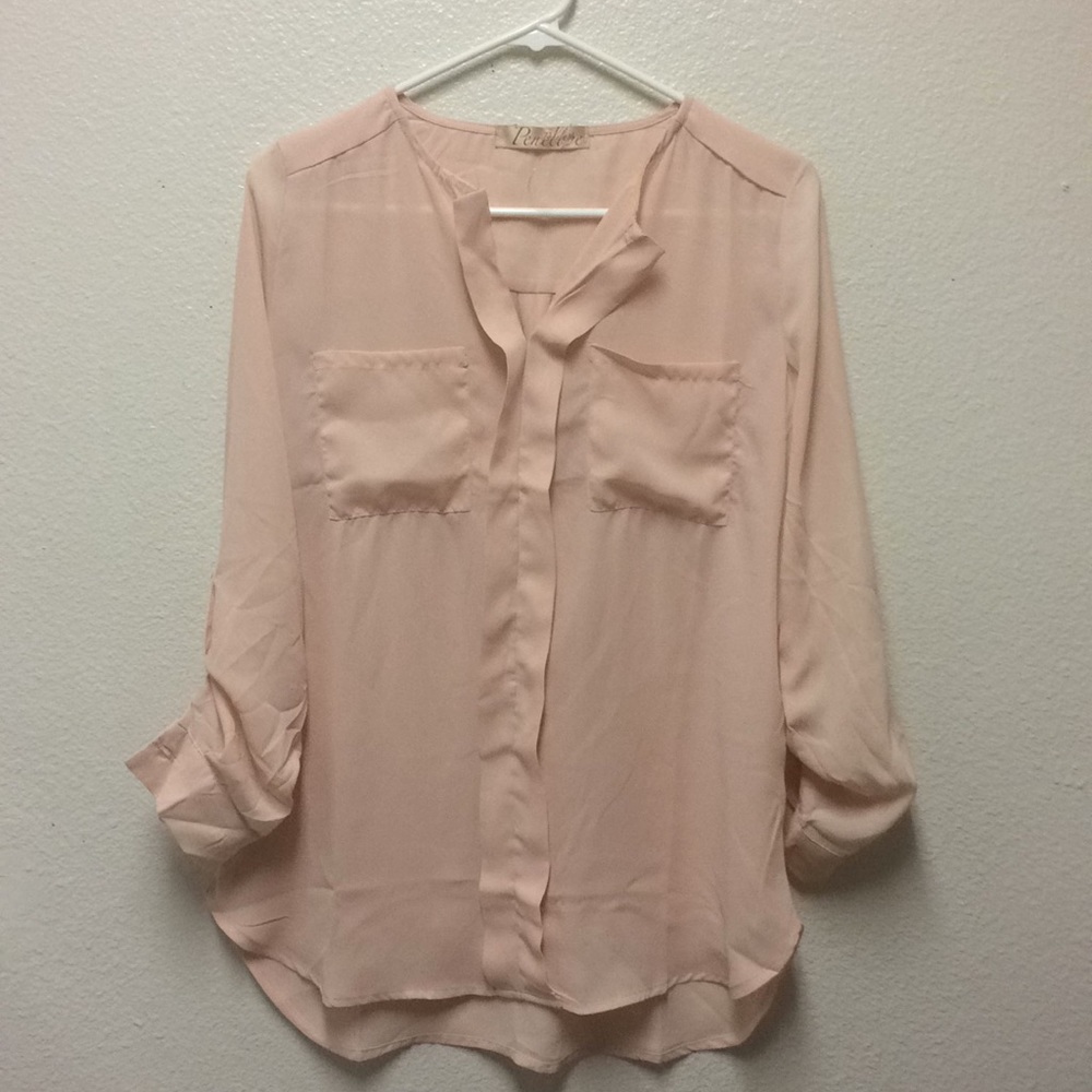 *NWOT* peach Penelope project woven top size S